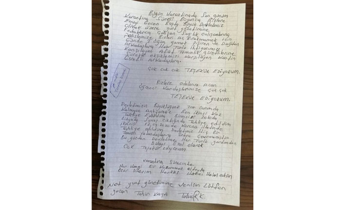 Karantinası biten vatandaştan anlamlı not