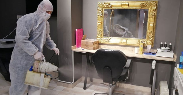 Berber, kuaför ve güzellik merkezleri dezenfekte ediliyor