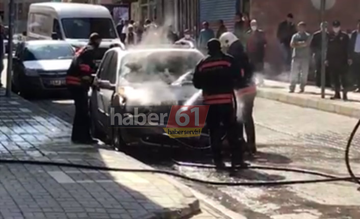 Trabzon'da sokak ortasında bir anda alevler yükseldi.