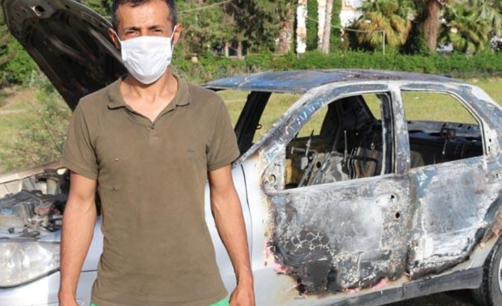 Düşürdüğü sigara aracını kül etti