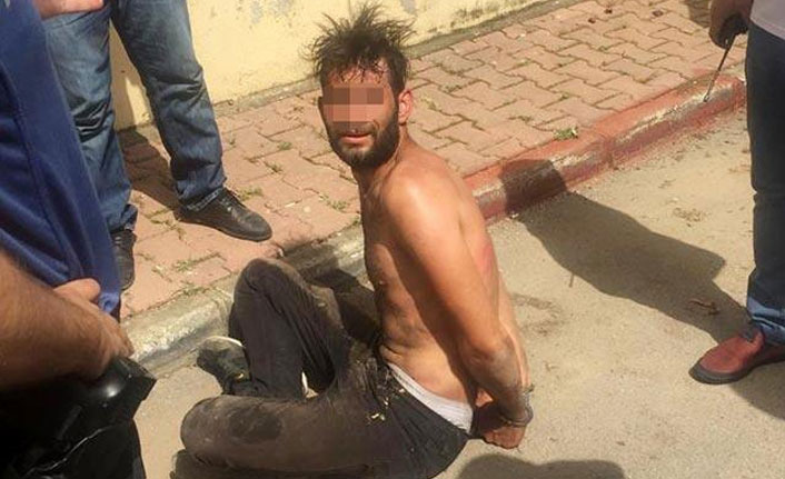 Nefes nefese yakalanan şüpheliyi polis suyla serinletti!