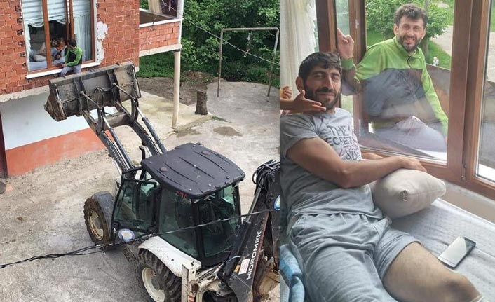 Koronavirüs yüzünden arkadaşını böyle ziyaret etti