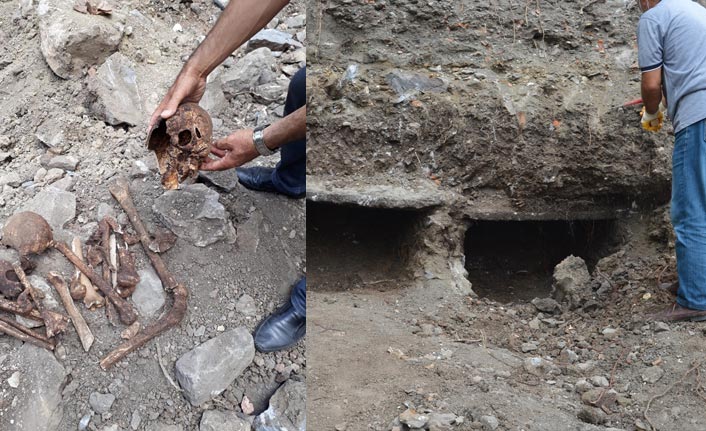 İnşaat kazısında lahit mezar bulundu