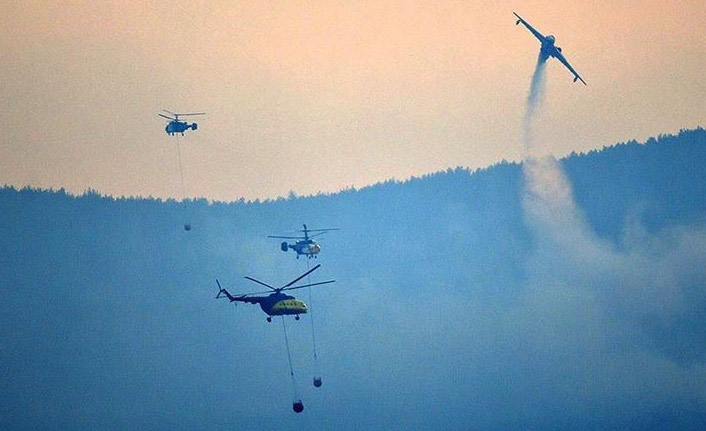 Çanakkale'deki yangına havadan müdahale
