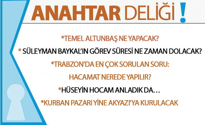 Anahtar Deliği 09.07.2020 Trabzon gündemi: Altunbaş’ın hamlesi, KTÜ süreci, kurban pazarı