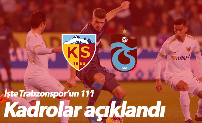 Trabzonspor'un Kayseri 11'i açıklandı. 25.07.2020