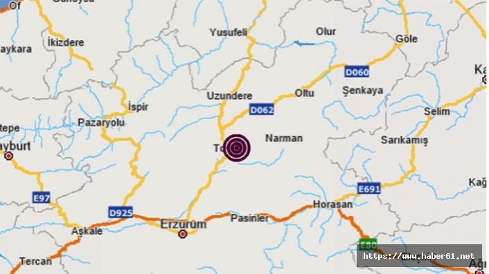 Erzurum’un Tortum ilçesinde 3.5 büyüklüğünde deprem