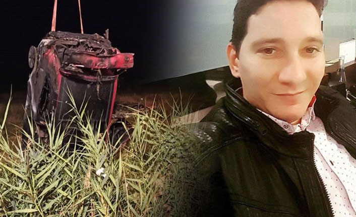 Tarlaya uçan otomobil alev aldı, sürücü öldü