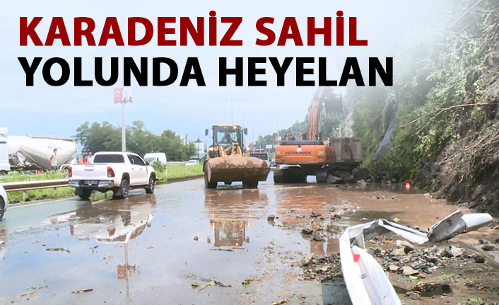 Rize’de sağanak yağış sonrası kaya düşmesi yolu kapattı