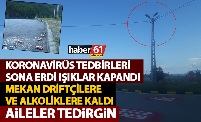 Koronavirüs tedbirleri bitti ışıklar söndü! Kavşak alkolik ve driftçilere kaldı