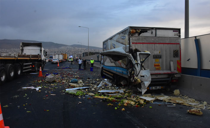 Kamyonet kaza yaptı, yollar meyve sebzeyle doldu