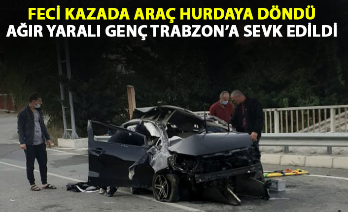 Feci kazada araç hurdaya döndü! Genç sağlıkçı ağır yaralı