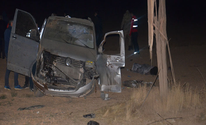 Tarlaya girip direğe çarptı