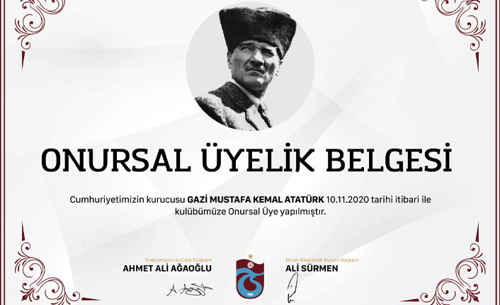 Trabzonspor Atatürk'ü Onursal Üye yaptı