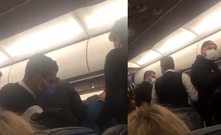 Uçakta maske arbedesi; 3 yolcu ile futbolcular birbirine girdi