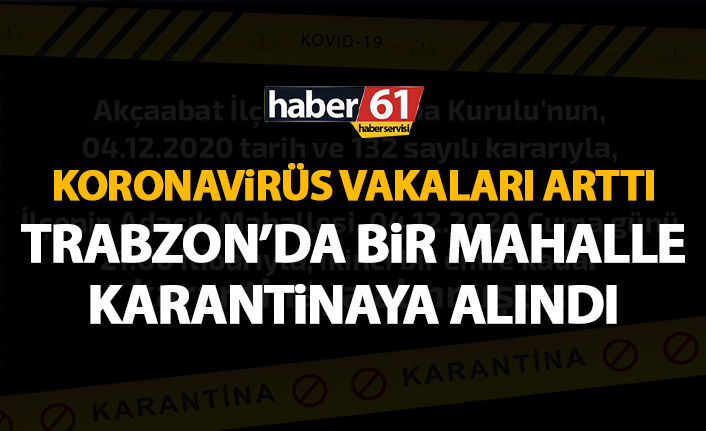 Son dakika! Trabzon’da bir mahalle karantinaya alındı
