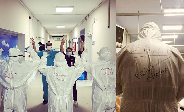 Trabzon'da Kovid-19 servisi çalışanları 2021 mesajını böyle verdi