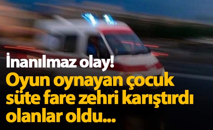 Oyun oynayan çocuk süte zehir kattı 3 kişi hastanelik oldu