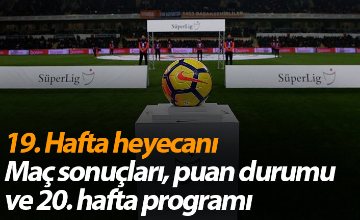 Süper Lig’de 19. Hafta puan durumu, Süper Lig 19. Hafta maç sonuçları, 20. Hafta maç programı