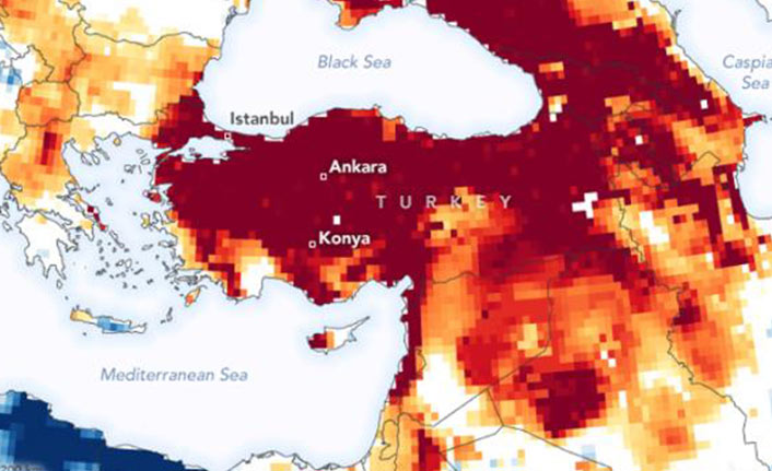 NASA, Türkiye'deki kuraklıkla ilgili harita yayınladı
