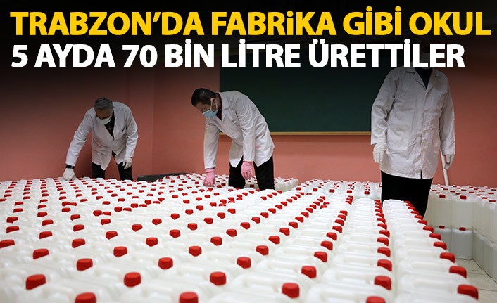 Fabrika gibi okul; 5 ayda 70 bin litre dezenfektan ürettiler