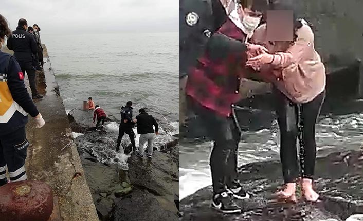 Trabzon'da denize düşen kızı bekçi kurtardı