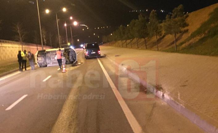 Trabzon’da otomobil yan yattı! 1 yaralı