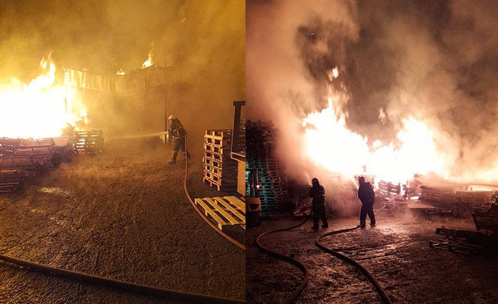 Palet fabrikası alevlere teslim oldu