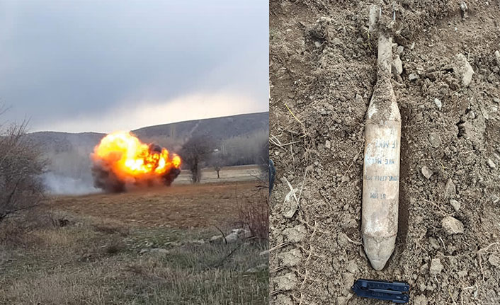 Tarlada bulunan aydınlatma havanı imha edildi