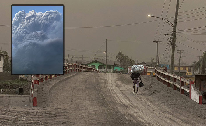 La Soufriere Yanardağı'nda yine patlama gerçekleşti