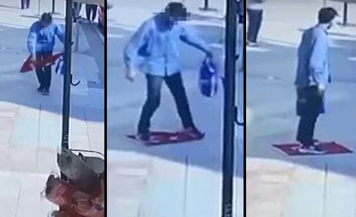 Türk bayrağını yere serip üzerine basan Suriyeli gözaltına alındı