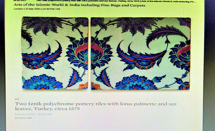 19 yıl önce Türkiye'de çalınan çiniler, Londra'da müzayedede ortaya çıktı