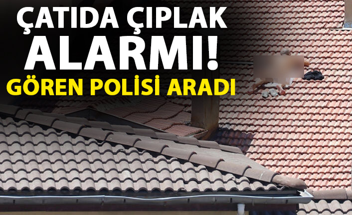 Çatıda çıplak alarmı! Gören polisi aradı