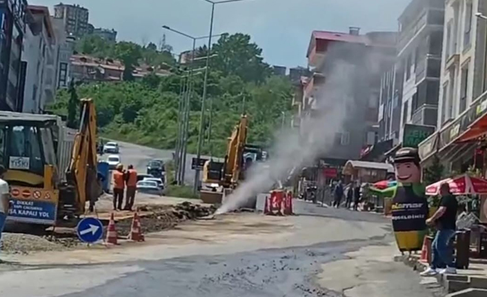 Trabzon'da panik anları! Doğalgaz borusu patladı