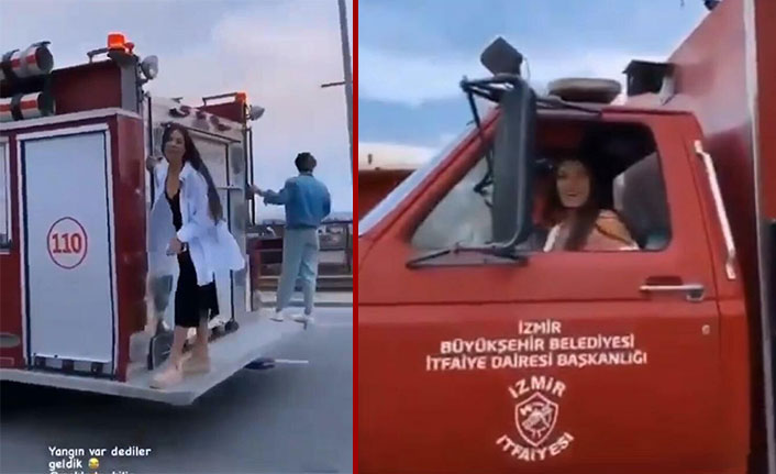 İtfaiye aracında tepki çeken görüntü personeli görevinden etti