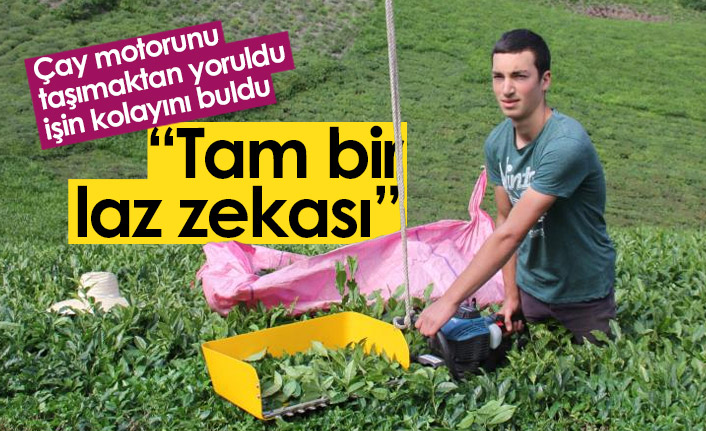 Çay motorunu taşımaktan yoruldu, zekasını konuşturdu