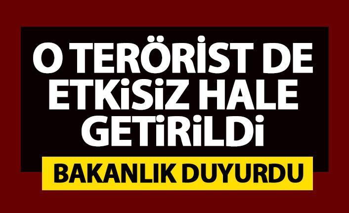 Bakanlık açıkladı: Üst düzey bir isim daha etkisiz hale getirildi