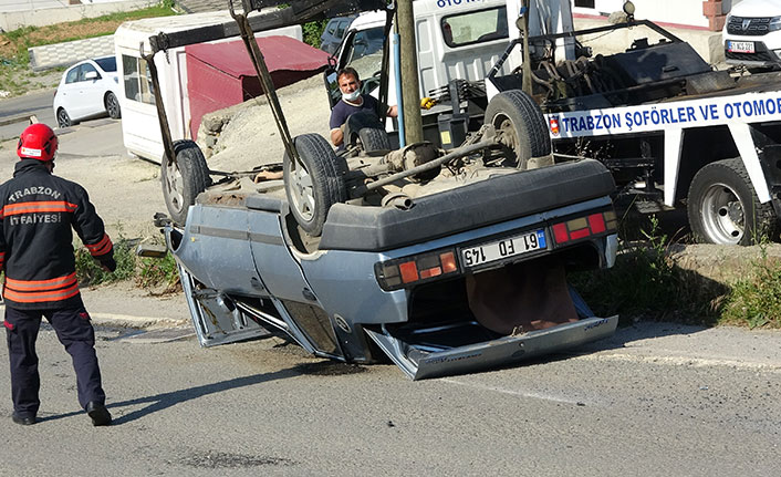 Trabzon'da freni boşalan otomobil takla attı: 1 yaralı