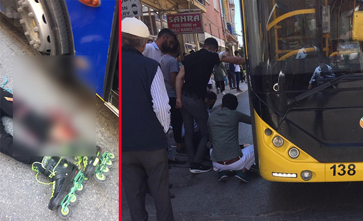 Patenli çocuk halk otobüsünün altında kaldı
