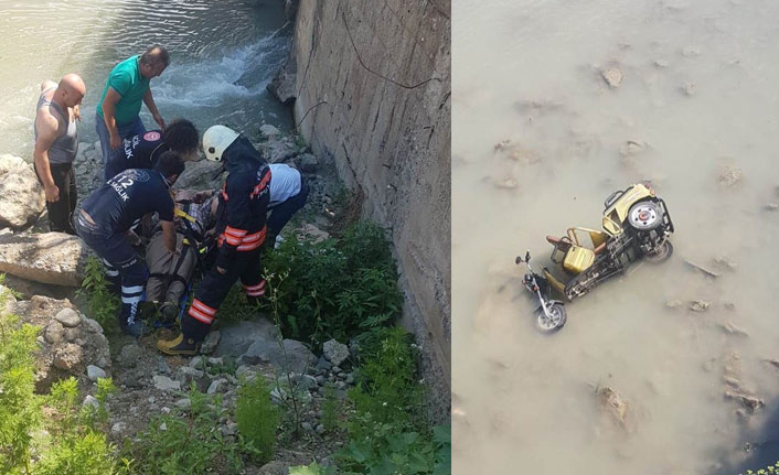 Trabzon'da engelli aracı dereye uçtu!