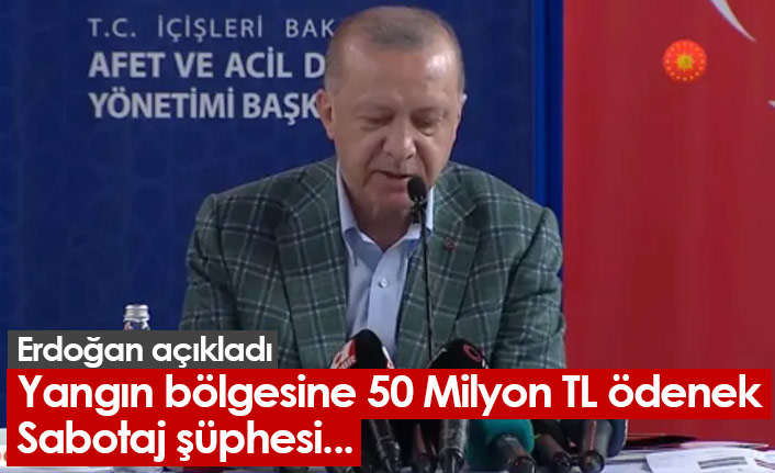 Erdoğan açıkladı: Yangın bölgesine 50 Milyon TL ödenek