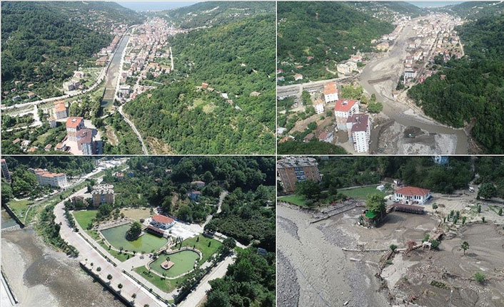 Selin vurduğu ilçe selden sonra havadan görüntülendi
