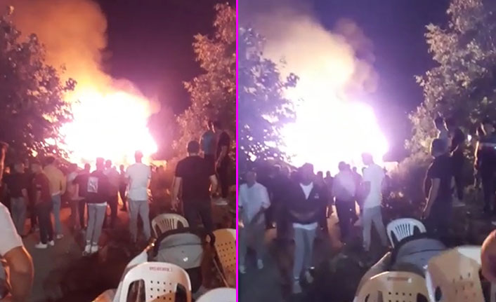 Sünnet düğününde atılan havai fişek yangın çıkardı