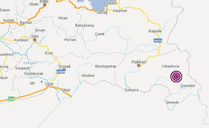 Hakkari'de 3.9 büyüklüğünde deprem!