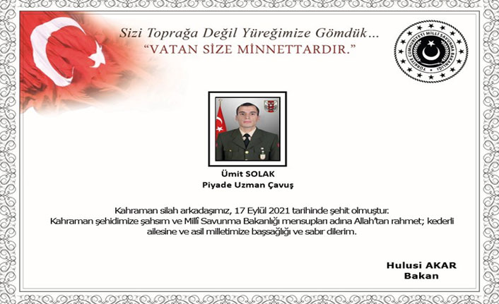 Irak'ın kuzeyinden şehit haberi geldi!