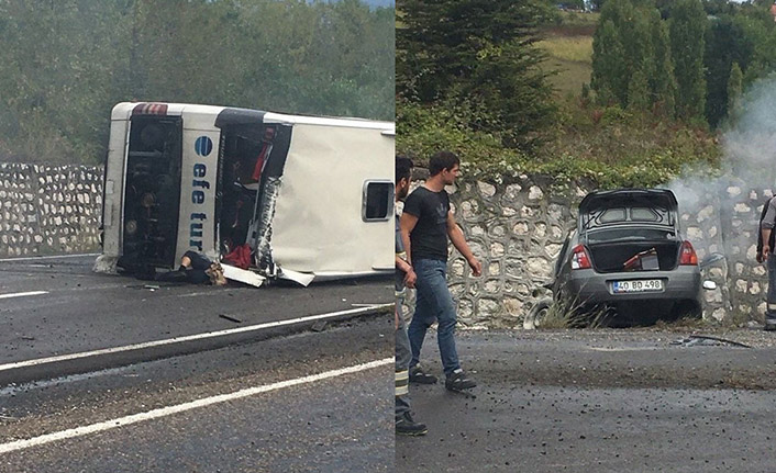 Otomobil ile otobüs çarpıştı! Ölü ve yaralılar var