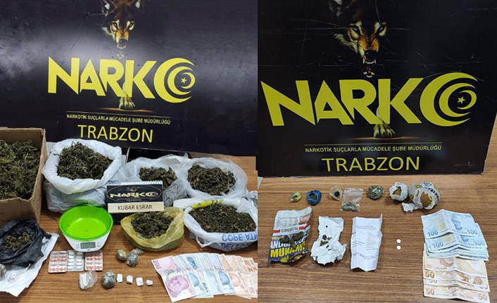 Trabzon’da 3 ayrı uygulamada çok sayıda uyuşturucu madde ele geçirildi.