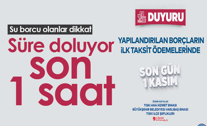 Trabzon'da yapılandırılan su borçlarının ilk taksiti için son 1 saat!