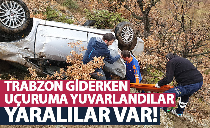 Trabzon'a giden otomobil uçurama yuvarlandı! Yaralılar var!
