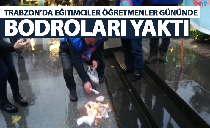 Eğitimciler, öğretmenler gününde bodroları yaktı